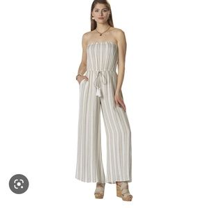 Stripe Strapless Tie Waist beach cover up